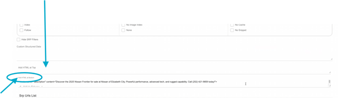 Add HTML at the bottom