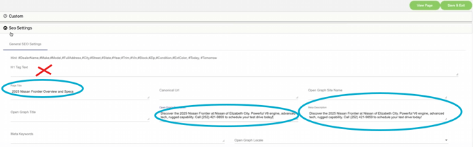 Add SEO settings details