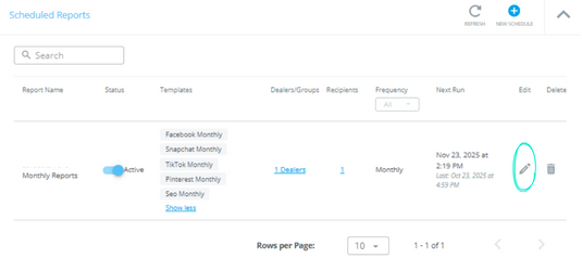 How to edit scheduled report