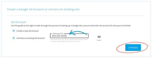 Option B Connect an exisiting Ad Account