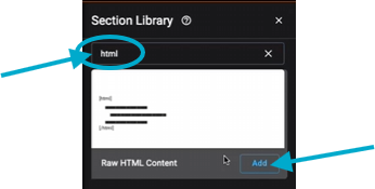 Search for HTML and add