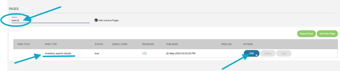 Search for inventory searc results