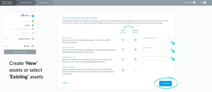 Select New or Existing Assets - Onboarding New Clients