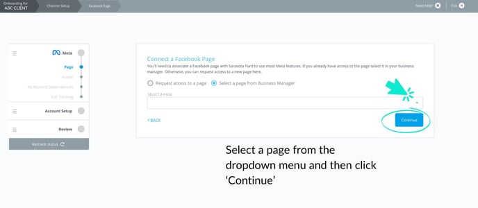 Select a Page from Business Manager - Onboarding New Clients