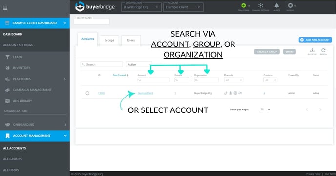 Select the Account to Deploy Ads in Buyer Bridge