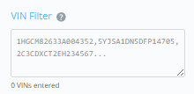 VIN Filter copy paste section in BuyerBridge