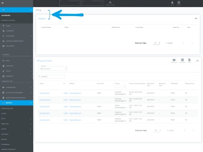 Your billing statement will display at the top of the page.