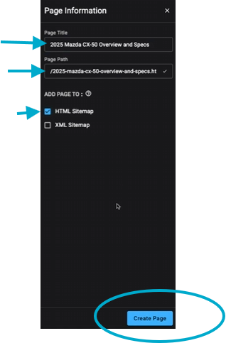add title, url, and to site map