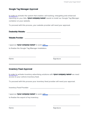 Google Tag Manager & Feed Provider Authorization Template